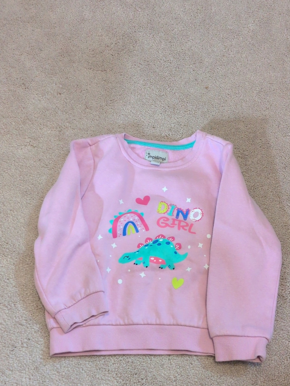 Impidimpi - Pink 'Dino Girl' Pullover Sweatshirt - Toddler Girls (98/104)